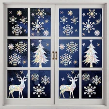 Christmas Snowflake Window Cling Laser Christmas Tree Elk Stars Decorations, 2 S