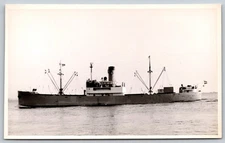 Vintage Cargo Ship Postcard Black and White LEONAR Publisher AA97