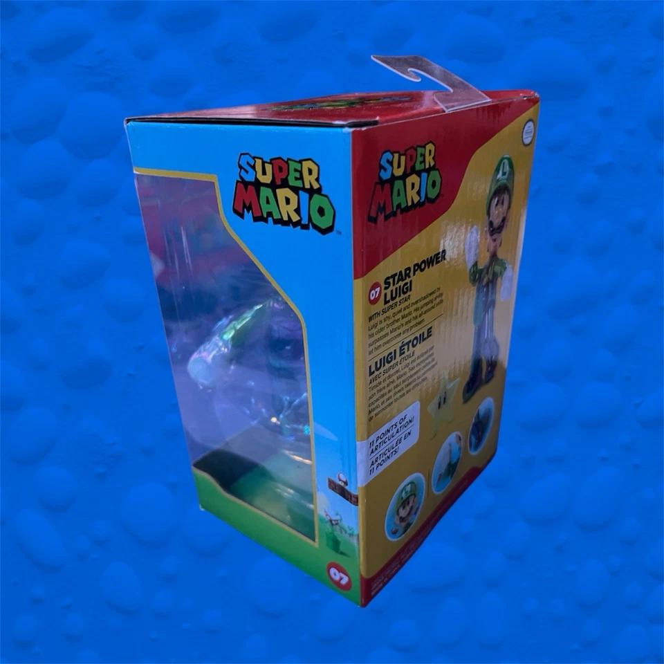 Novo boneco lacrado Super Mario Bros Luigi com Star Power 07 Nintendo JAKKS - Imagem 3 de 4