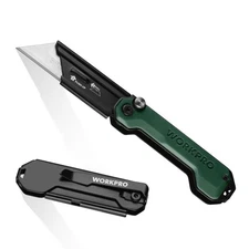 WORKPRO Folding Utility Knife Box Cutter Quick Change Blade Mini Knife Fast Open