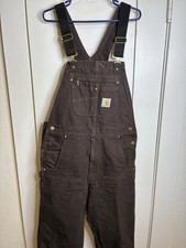 Carhartt R01-M Brown Duck Bib Overalls Relaxed Fit 32x32 NICE  