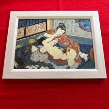 Japanese Shunga Art Print 2L Size Edo Era Style Ukiyo-e Framed Picture Japan