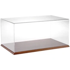 Plymor Clear Acrylic Display Case with Hardwood Base, 20" W x 12" D x 9" H