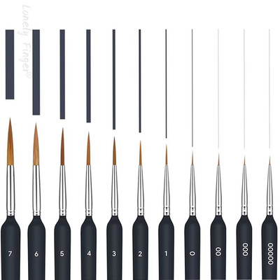 11/22 Stück schwarze Detail Pinsel, feine Spitze Schmerz Pinsel Set, Miniatur Modell Pa