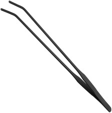 15 Inch Black Curved Aquarium Tweezers Stainless Steel Curved Tweezer with Carbo
