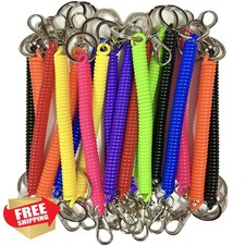 16 Spiral Coil Keychain Stretchy Cord Anti-lost Safety Key Ring 8 Colors