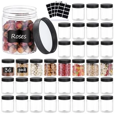 36PCS 8OZ Plastic Jars with Screw On Lids,Labels Refillable Empty Round Slime...