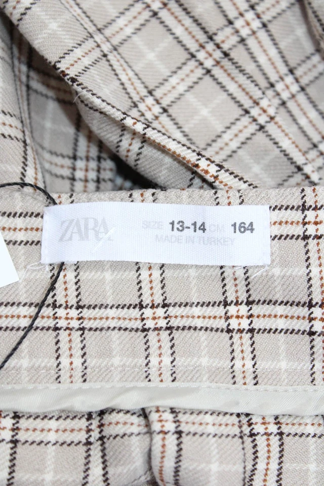 Zara девочек хлопок текстурированный молнии клетку напечатано короткая юбка голая размер 13-14Y - Изображение 4 из 4