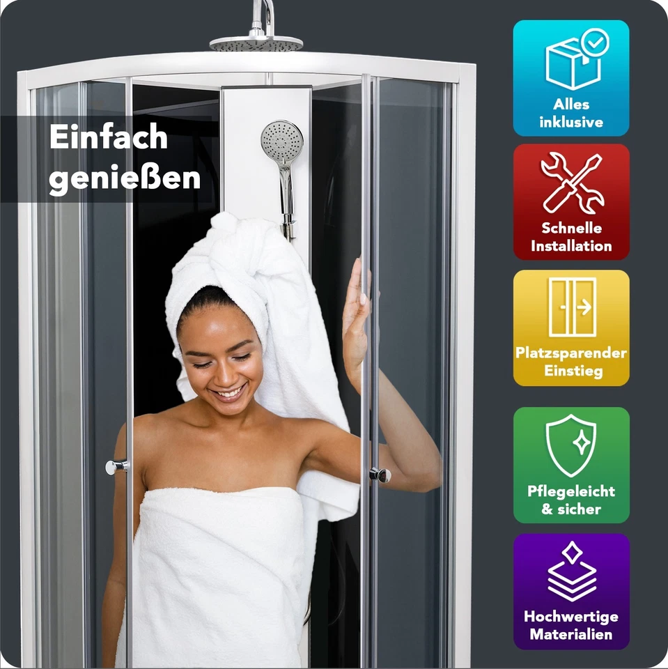 Komplettdusche Eckeinstieg, Duschkabine, Fertigdusche 80x80 / 90x90 /  100x100 - Bild 2 von 4