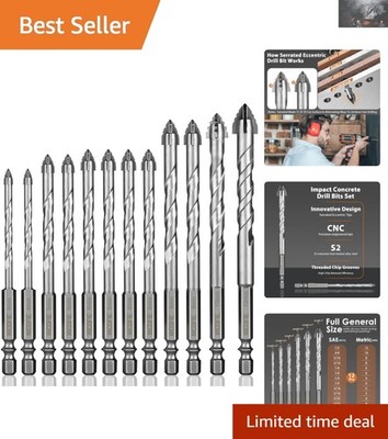 High-Speed Tungsten Carbide Drill Bits Set   12pc Hex Shank for All Materials