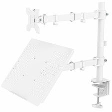 VIVO White Adjustable Laptop  Monitor Desk Mount Stand, Fits 1 Screen up to 32"