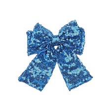 5 Inch Glitter Big Bow Sequins Bling Hair Clip Alligator Blue Cheerleading
