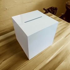 Losbox Spendenbox Geldbox Hochzeit Acryl weiß mit abnehmbaren Deckel div Größen