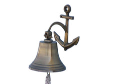 Antique Brass Hanging Anchor Bell 10"