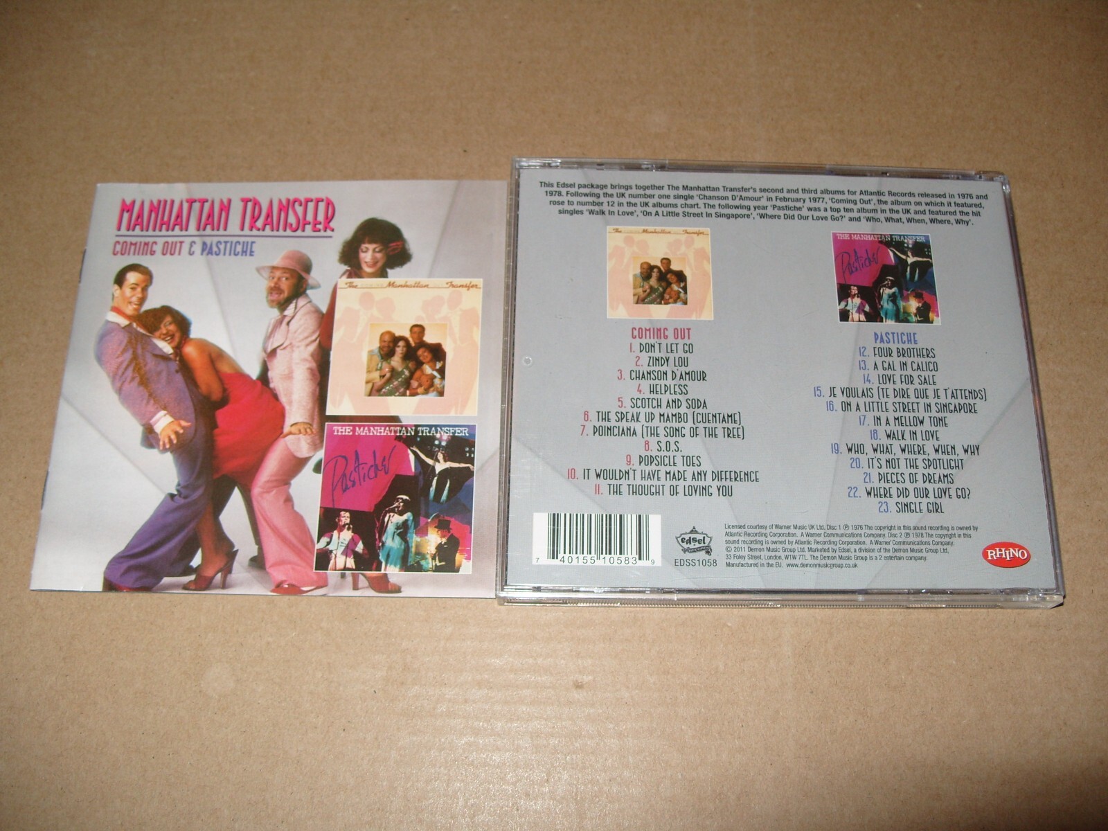 Coming Out/Pastiche by The Manhattan Transfer 2011 CD + INLAYS EX/NEAR MINT