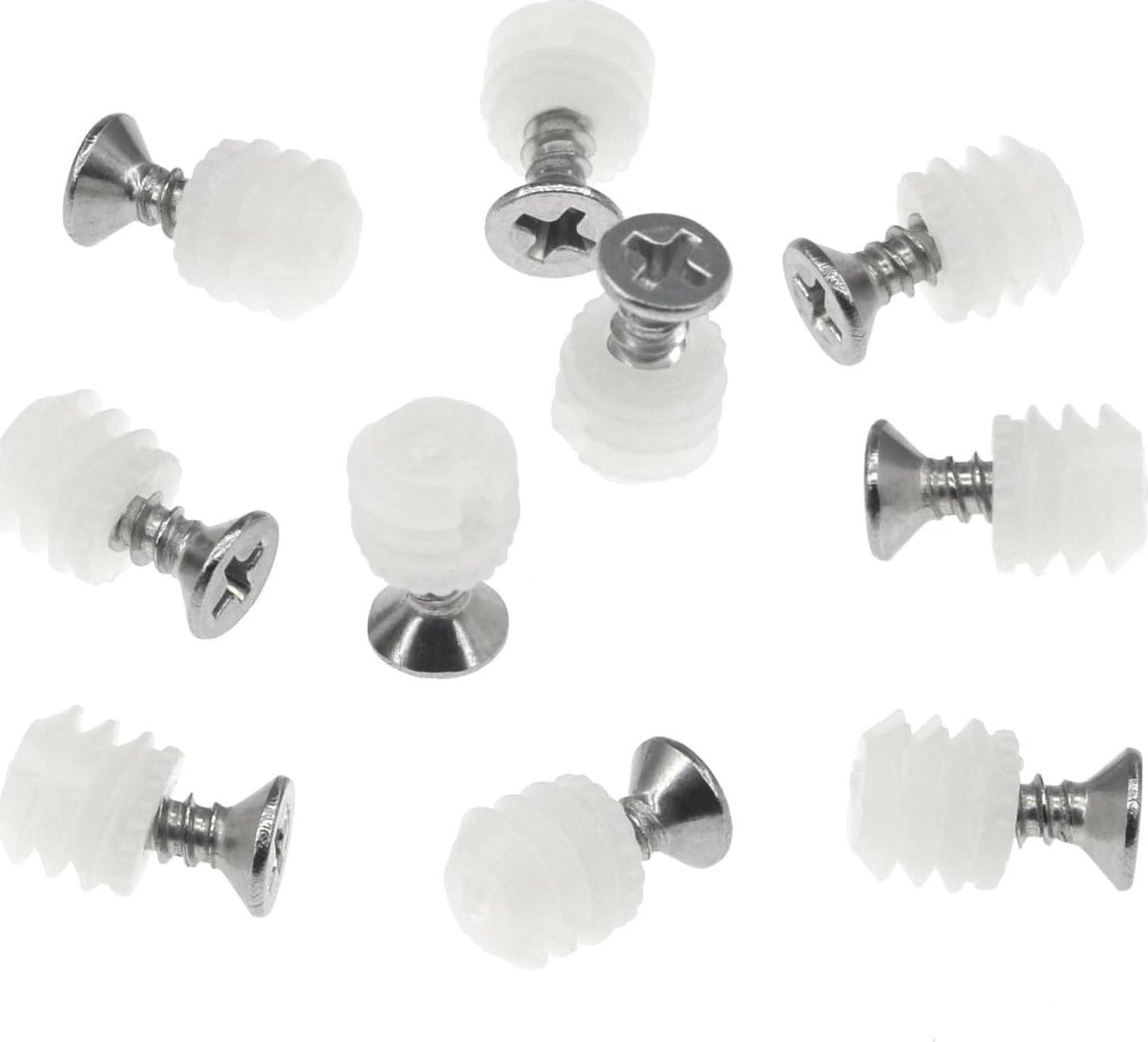 100 PCS Plastic Hinge Dowel Inserts with Screws,Hinge Expansion Dowels