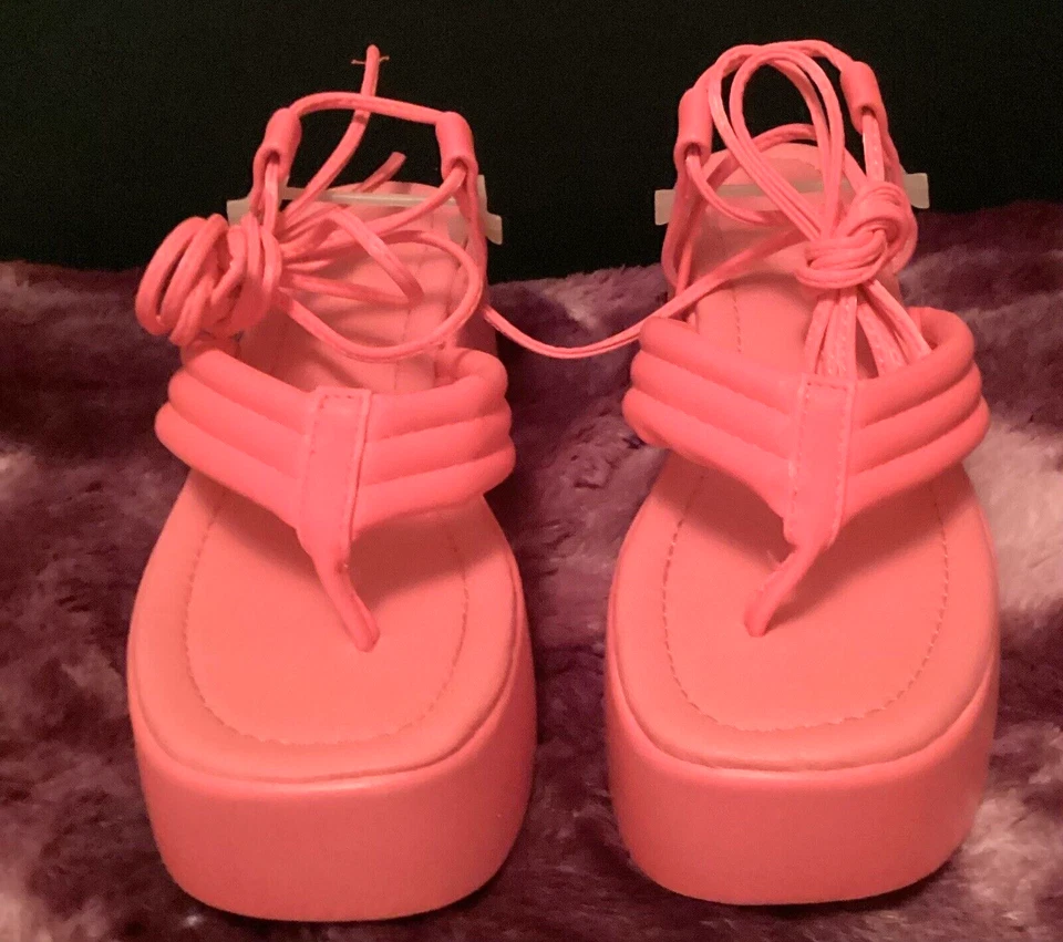 Sandalia Gladiador Plataforma Wild Diva Rosa Neón Talla 9 Foto 2 de 4