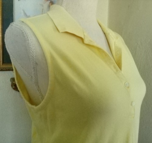 IZOD Womens Medium Golf Tennis Shirt Butter Yellow Collared V Neck Sleeveless - Picture 3 of 8