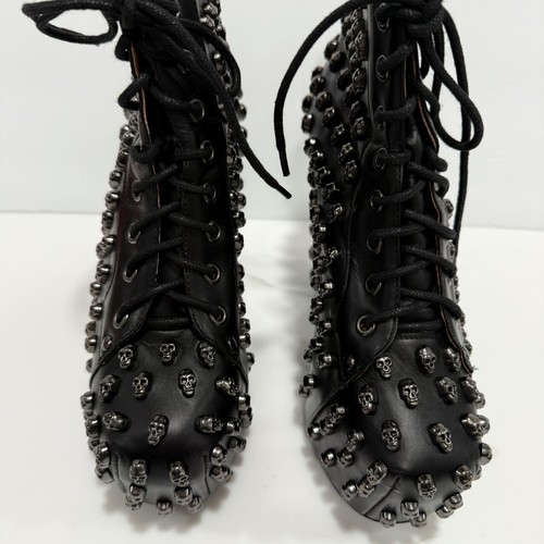 RARE Jeffrey Campbell Handmade Lita Skull Studded Platform Booties Size 39 US 8 - Picture 4 of 12
