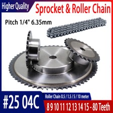 Roller Chain Drive Sprocket 1/4" 04C 8T-80T Pitch 6.35mm 45 Steel 25H Sprocket