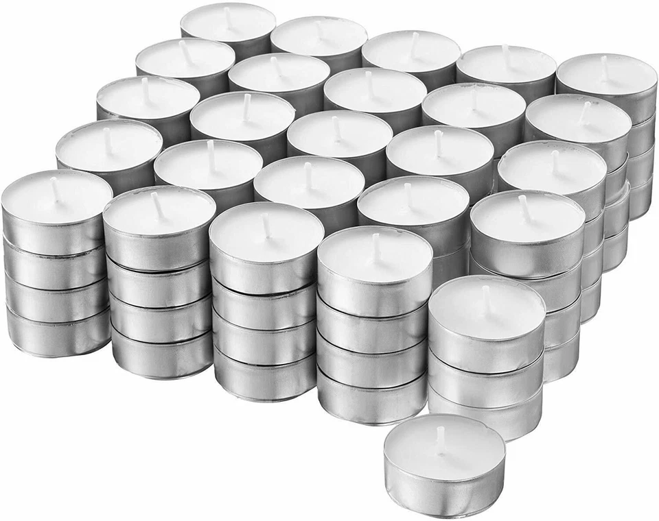 S&S-SHOP 100-400 Teelichter weiß 4 h Brenndauer Kerzen Teelichte in Alu Hülse unbeduftet