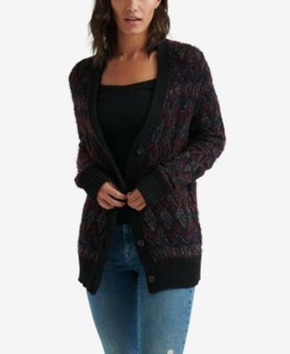 Fairisle Sweater sz L Cardigan Metallic 