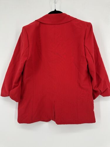 True Envy Stretch Jacket Womens 12 Blazer Red Button Tucked Sleeve - Picture 2 of 8