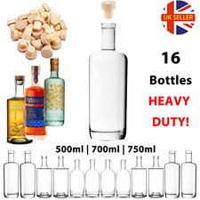 16 x GLASS Bottles For Spirits Juice Gin 500ml 700ml 750ml Home Brewing - T Cork