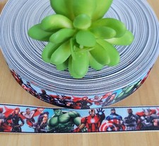 7/8" 1 YD Superheroes Grosgrain Ribbon Hulk Batman Captain America Iron Man