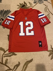 Tom Brady 12 New England Patriots Throwback Red Jersey Shirt Youth Boys Large L Ebay