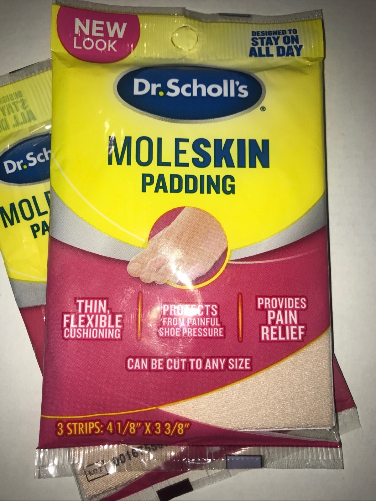 Dr. Scholls Moleskin Padding Plus 4 1/8" X 3 3/8" Inch 2 packs 3 Pads