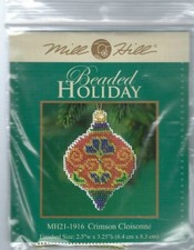 Holiday Crimson Cloisonne Ornament Counted Cross Stitch Glass Bead Kit Mill Hill