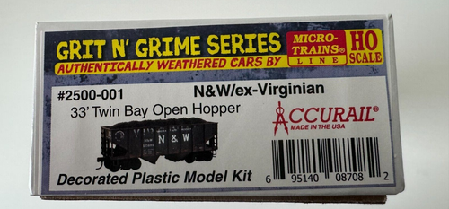 Accurail Twin Bay Open Hopper Weathered N&W Virginian #125134 HO Kit MTL2500001 - Picture 3 of 5