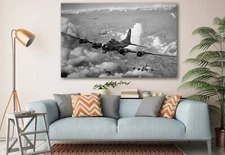 Flying Fortress World War US Air Force Airplane,Aircraft,Sky Poster Wall Canvas