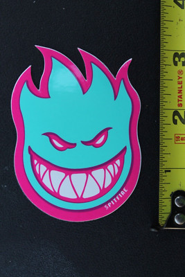 SPITFIRE Wheels Teal Pink Evil Fire Flame Face Vintage Skateboarding STICKER
