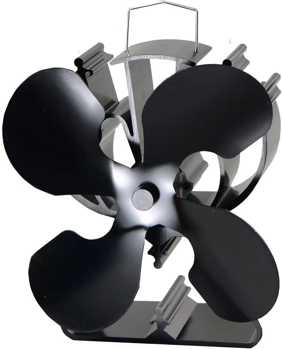 VODA 4-Blade Heat Powered Stove Fan for Wood / Log Burner/Fireplace Black |  eBay
