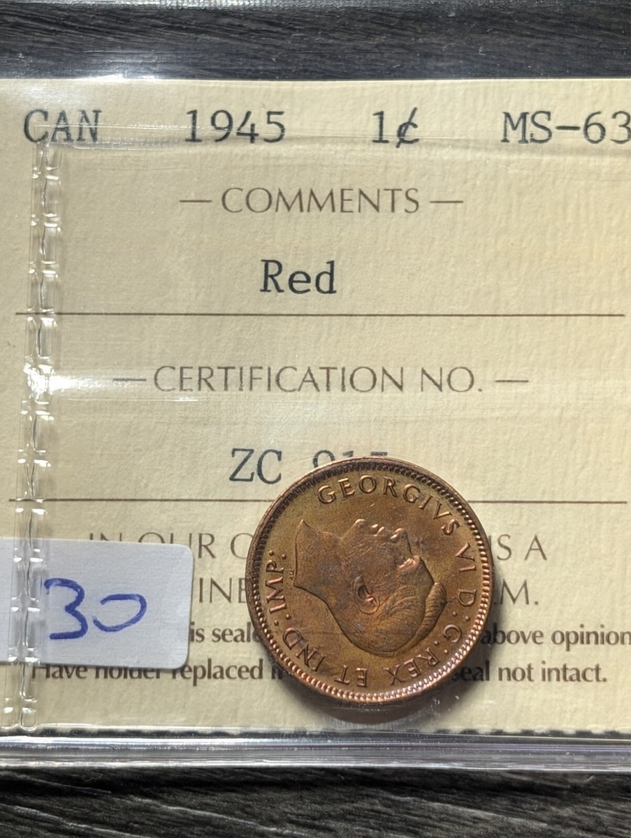 1945 CANADIAN SMALL CENT ICCS GRADED MS-63 RED BEAUTIFUL IMO | eBay