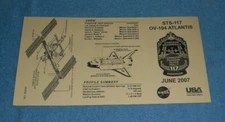 2007 NASA STS-117 Space Shuttle Mission Events Timeline Details Schedule Card