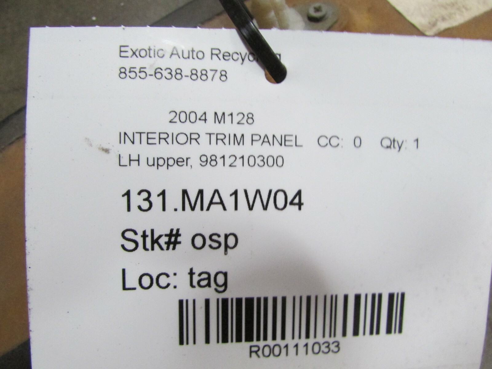 Maserati Coupe, LH, Left Upper Roof Trim Panel, Black, Used, P/N 981210300