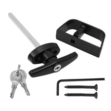 4-1/2" Stem Shed Door T-Handle Lock Kit with 2 Keys 2 Screws for Storage Gate