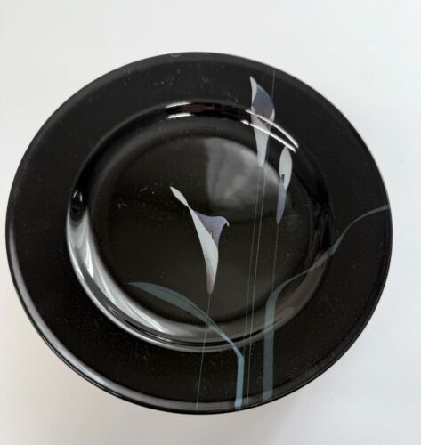 6 Vintage Mikasa Galleria Opus Black Calla Lilly 8" Salad Plates FK701 - Japan - Picture 3 of 4