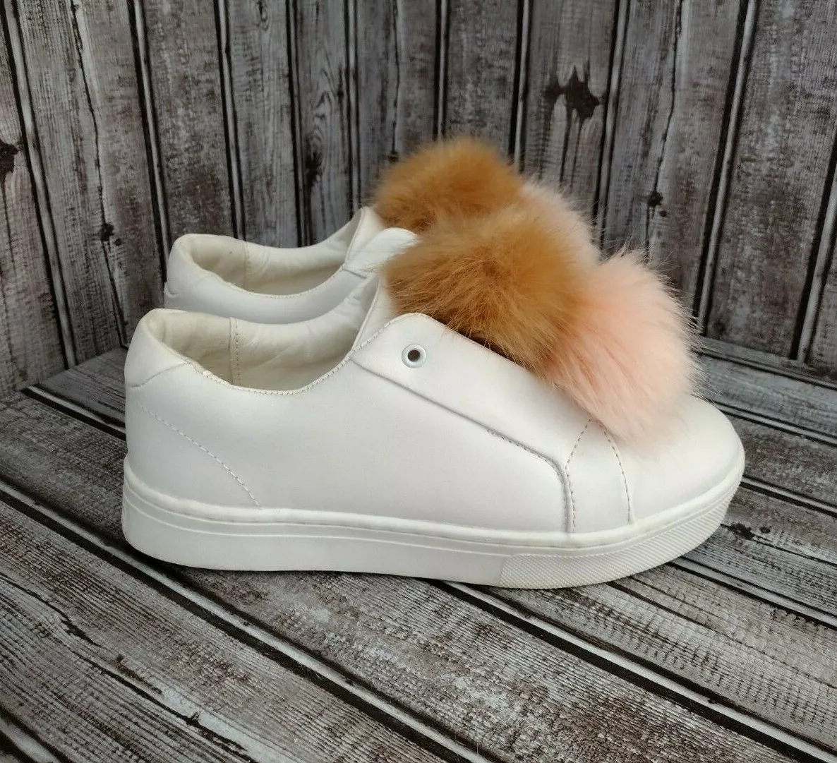 bombe Lærd meget Sam Edelman Leya White Leather Platform Pom Pom Sneakers Women&#039;s US 8  90s Y2K | eBay