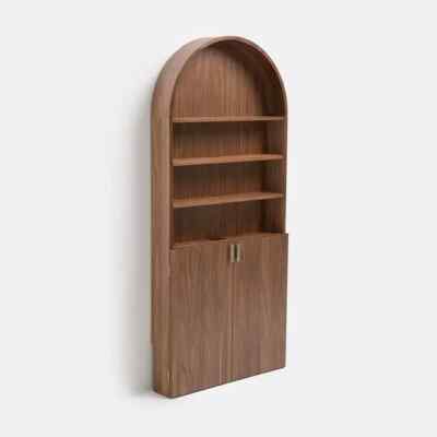 Bücherregal Nussbaum mit Klapptisch 180 cm kompakt Wand Aufbewahrung Arbeitsplatz