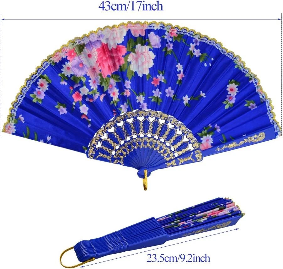 10 шт. цветочный складной ручной вентилятор винтажный свадебные танцы церковь вечеринка (случайный цвет - Изображение 4 из 4