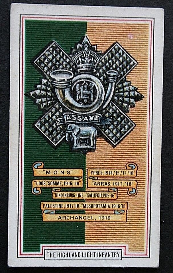 Highland Light Infantry  HLI  World War 1 Battle Honours   Vintage Card  EB02X 