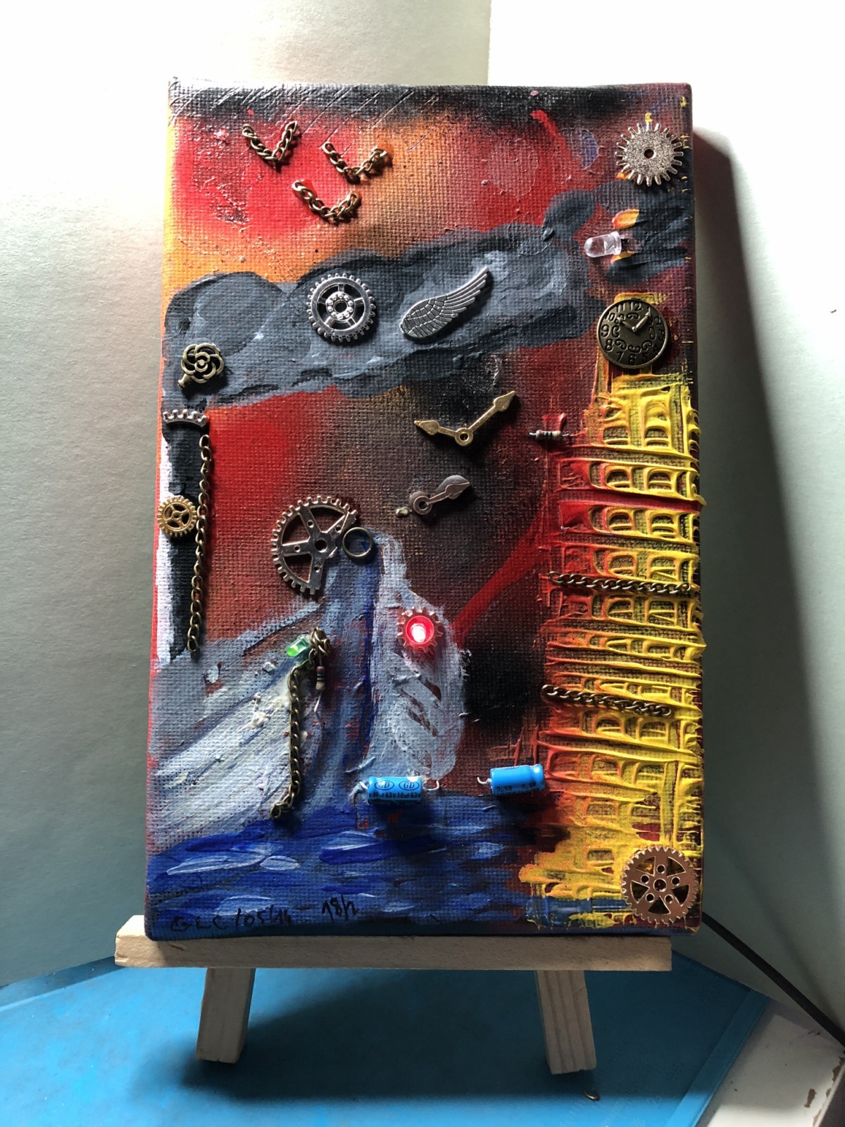 Tableau Steampunk Savannah retro-futuriste en toile 40x60cm