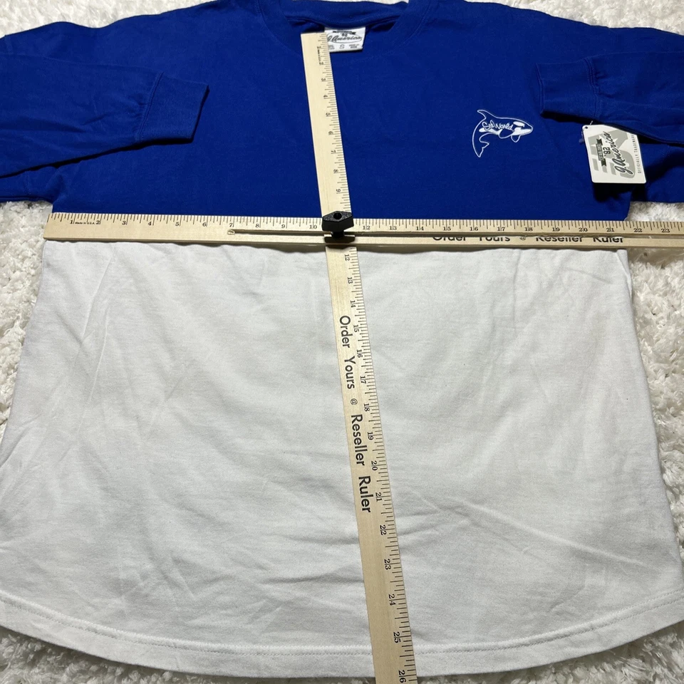 SeaWorld Shirt Mens Small Blue White Oversized Fit Longsleeve Amusement Park - Image 4 of 4
