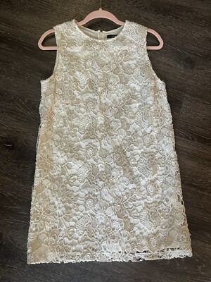 Forever 21 white Tunic dress - Gold details on lace | eBay