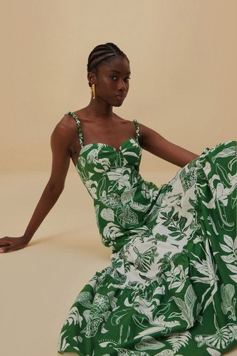 New Farm Rio Forest Soul Mix Midi Dress Delicate Green Tapestry L NWT - Picture 5 of 10