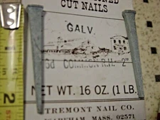 Tremont 2" Galvanized Cut Nails Furniture Restoration 8 Pc Lot 6D Common RH2